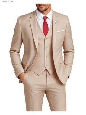 Men's 3 Piece Slim Fit Suit Set Tuxedo Wedding Dress Suit with Tie